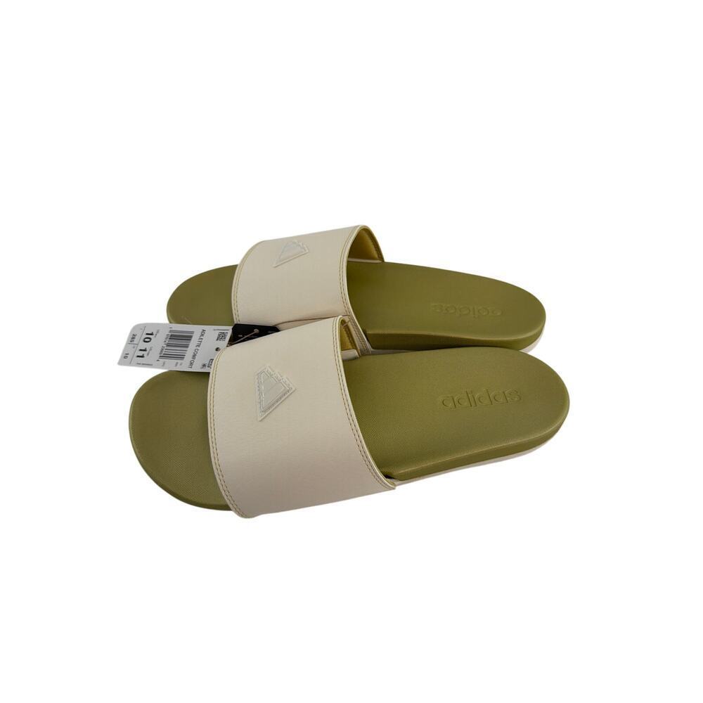 Adidas Unisex White Gold Metallic Adilette Comfort Slide Sandals Size M10 W11 - Picture 8 of 11